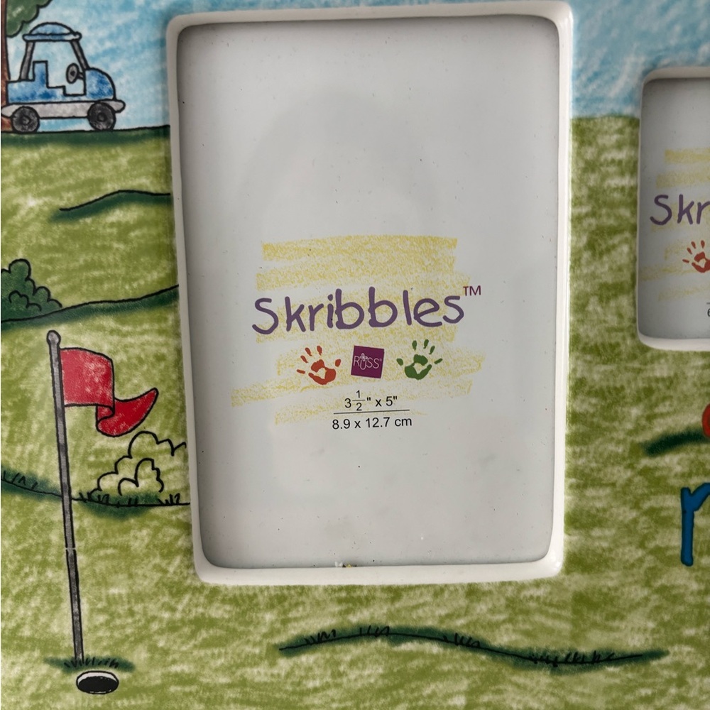 Vintage Grandpa and Me Golf Frame Painted Ceramic Russ Skribbles RARE 9x9 - Picture 2 of 4